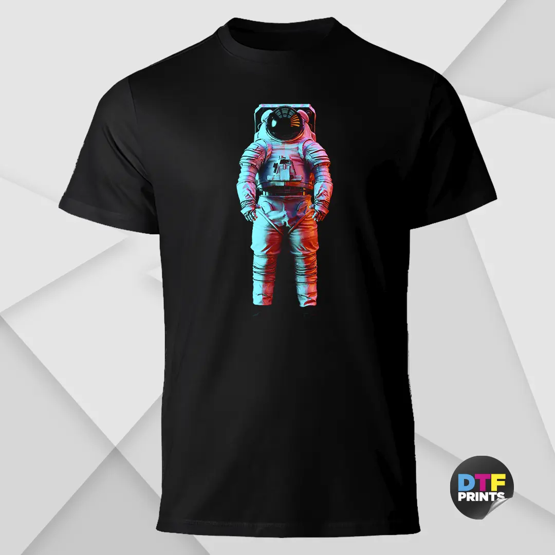 Astro Man DTF Printed T-Shirt on Black